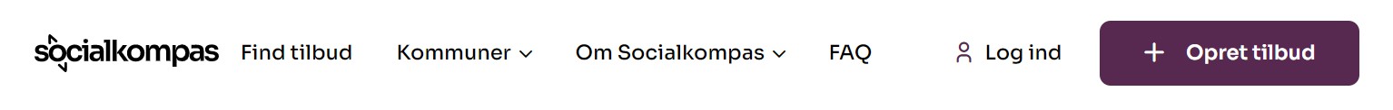 Skærmbillede fra Socialkompas der viser knappen 'Opret tilbud' i bjælken øverst på siden